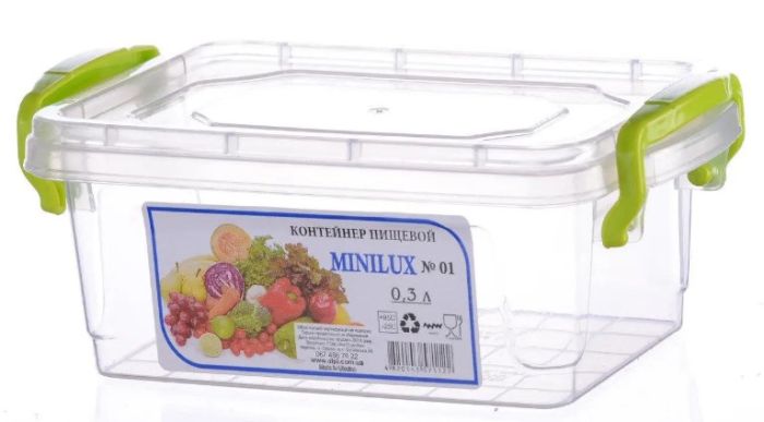 Контейнер для пищ.продуктов с зажимом (прямоуг) 0.3л. "Ал" быт h