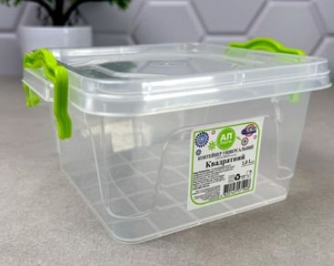 Контейнер для пищ.продуктов с зажимом (квадрат.) 0.6л. "Ал" быт h