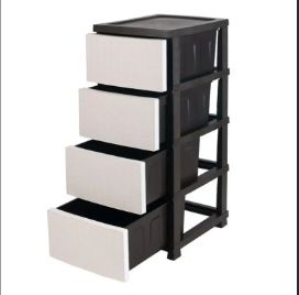 Комод 4ящ 350x450x860мм Ротанг "R" Білий-чорний h