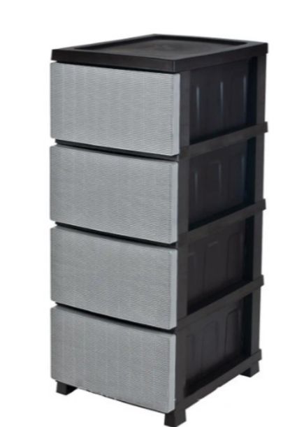 Комод 4ящ 350x450x860мм Ротанг "R" Сіро-чорний h