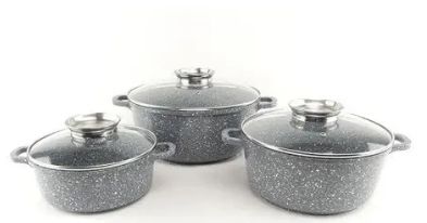 BL Набір 3-пр  кастр. 2,3/3,2/4,5 л алюм. з скл.кр. МАРМУР 3020/22/24 IN