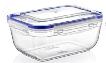 Контейнер для пищ. продуктов с зажимами гермет. квадр. 2400мл "Dunya plastik" Прозорий h