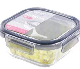 Контейнер для пищ. продуктов с зажимами гермет. квадр. 275мл "Dunya plastik" h
