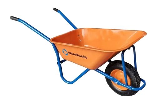 Тачка Dakar 90 л фарб корито Expert 0,8мм, рама синя, пневмо колесо, BLUETOOLS K