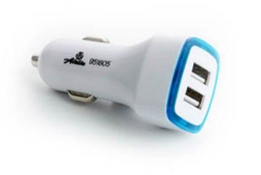 Автомобільний зарядний пристрій 2 USB (12 / 24V - 5V 2,1A) квадрат, білий K