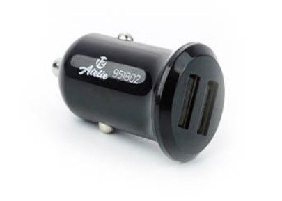 Автомобільний зарядний пристрій КОМПАКТ 2 USB (12 / 24V - 5V 2,1A) чорний K