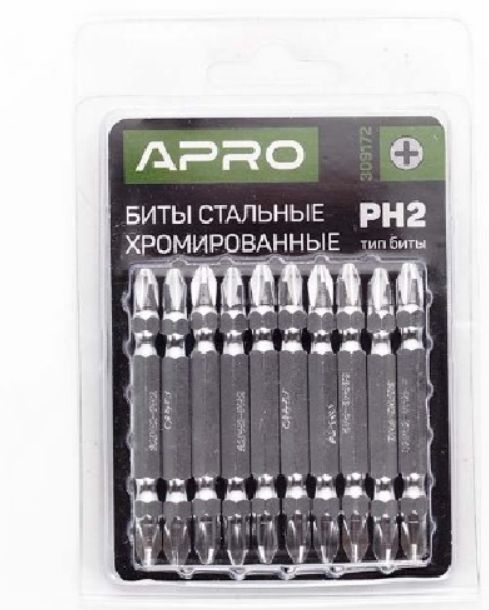 Біта 2-х стороння РН2-SL6х65 мм хром 10шт в уп K