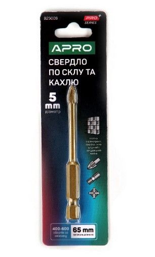 Свердло по склу і кахлю 4 грані HEX 5 мм PRO K