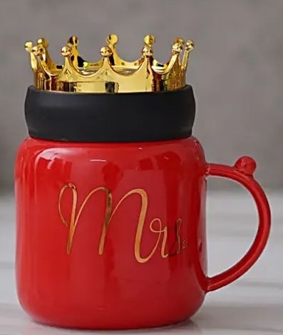 Кухоль  фарф. 380 мл  з кришкою  CROWN, кол. кор. 75-10 IN