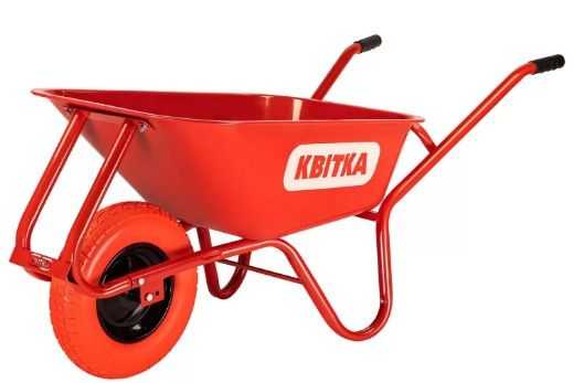 Тачка F1 100л оцинк корито Expert 0,8 мм, рама червона, поліуретанове колесо, КВІТКА PRO K