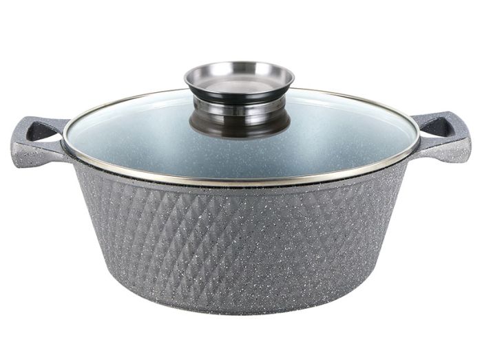 YS Каструля кругла 3,6 л алюм. з скл.кр., індукц. 8024 G  Сіра IN