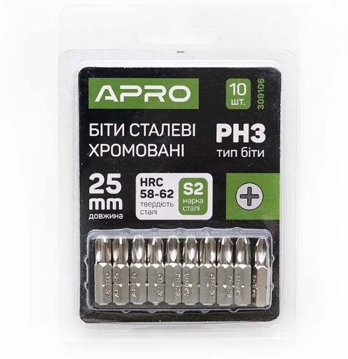 Біта  РZ2х25 мм хром, 10шт в уп K