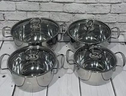 Набор пос. нерж.4 предм.стеклян.крышки(1.6л,2.3л,3.1л,3,5л) (Инд) h