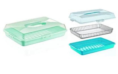 Тортовница прямоугольная с крышкой на защелках "Dunya plastik Мікс h