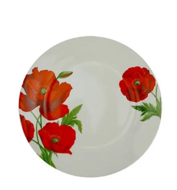 Тарелка стеклокерам 200мм 8" мелкая Red Flower "HOZLAND lux" h
