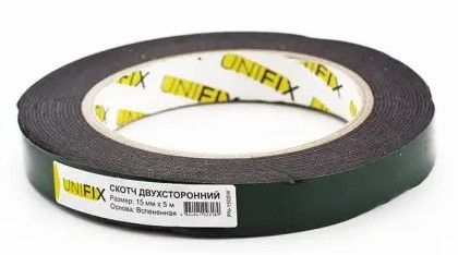 Стрічка клейка двостороння на вспіненій основі 15 мм 5 м чорна K