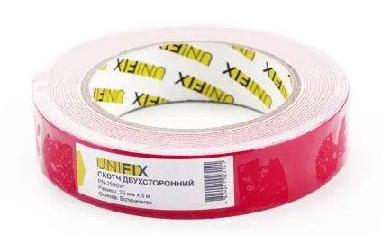 Стрічка клейка двостороння на вспіненій основі 25 мм 5 м біла K